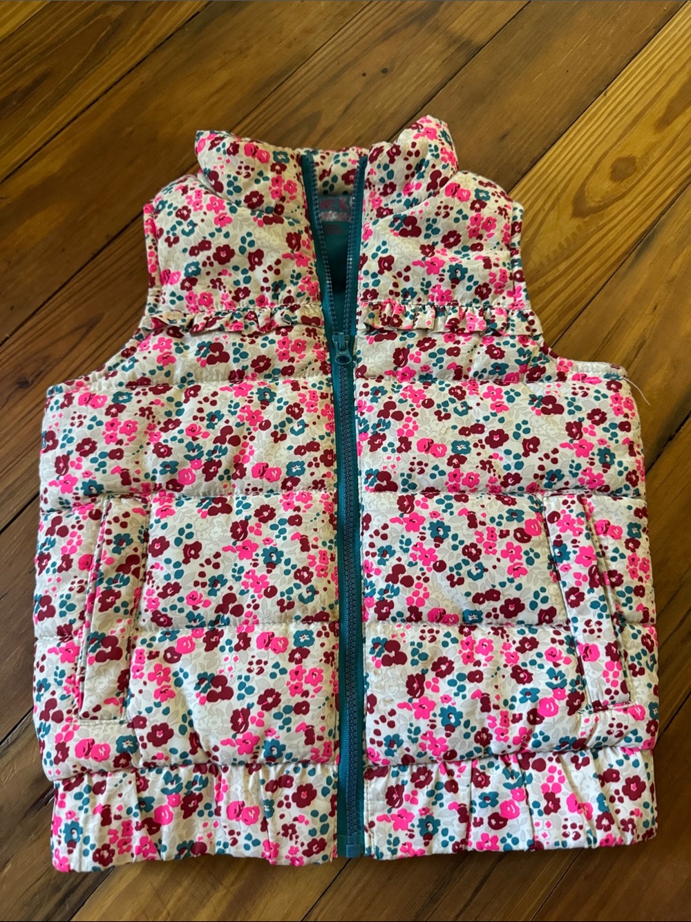 OshKosh B'gosh Floral Puffer Vest in Pink, Teal